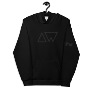 AW x Monotone x Men’s Activewear Hoodie x Black on Black - Front Hanging