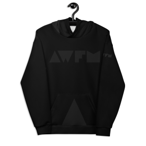 The Classic Line x Limited Logo x Monotone x Men's Activewear Hoodie x Black on Black - Front Hanging View
