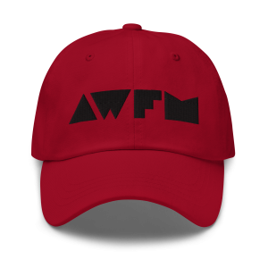 Classic Dad Hat x Embroidered Edition x black on cranberry red - Front view