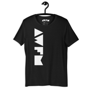 Essential T-Shirt x Classic Sidewinder x white on black heather - Front hanging view