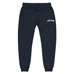 Men's Fleece Joggers x Classic Embroidered Edition x White on Navy Blazer