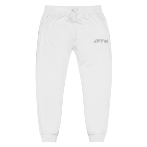 Men's Fleece Joggers x Classic Embroidered Edition x White on White - Front