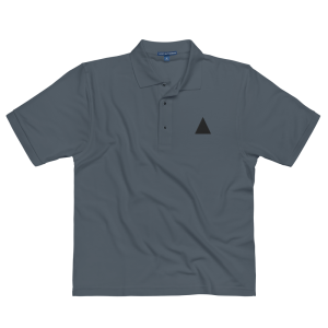 Men's Polo x Embroidered AW Edition x black on steel grey - Front relaxed view