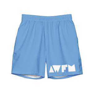 Men's Swim Trunks x Classic x white on sky blue - Front view